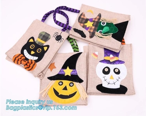 eco-friendly portable halloween linen tote jute bag with logo custom, ester, wedding, burthday, party, grand event happy