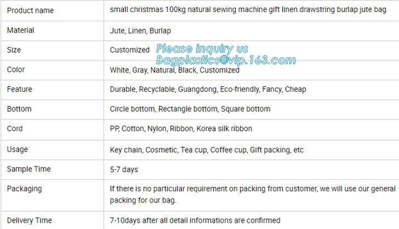 small christmas natural sewing machine gift linen drawstring burlap jute bag,Linen Drawstring Custom LOGO Drawstring Eco