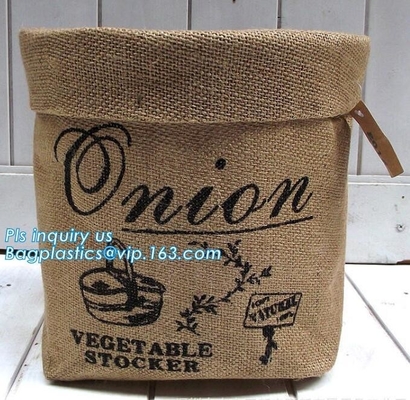 Jute material small toy storage basket,Printing set of 3 Jute storage basket ,storage bin , laundry basket bin bagease