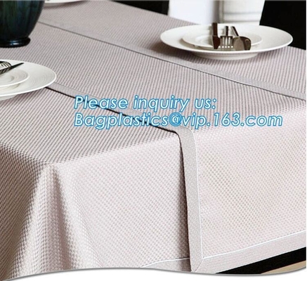 Disposable tnt pp spunbond non woven table cloth, modern luxury restaurant dining used non woven long teal pvc plastic t