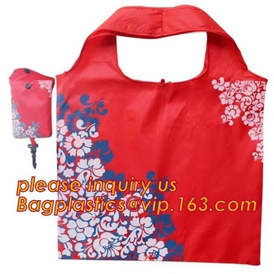 China Factory Custom Grocery Use Polyester T-Shirt Reusable Folding Shopping Bag With Pocket,recyclable PP non woven fol