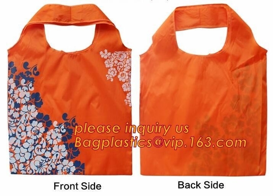 China Factory Custom Grocery Use Polyester T-Shirt Reusable Folding Shopping Bag With Pocket,recyclable PP non woven fol