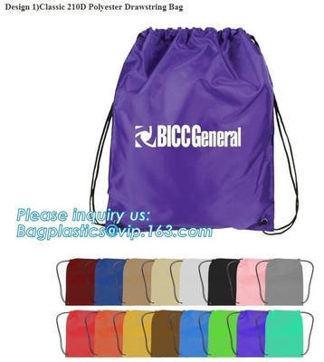 Custom Logo Printed ECO Nylon Polyester Foldable Shopping Bag With Snap Pouch,polyester drawstring gym bag Waterproof fo