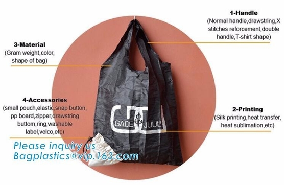 German Supermarket Recycling Polyester Foldable Shopping Bag Foldaway Recycle Polyester Bag,polyester/ nylon draw string