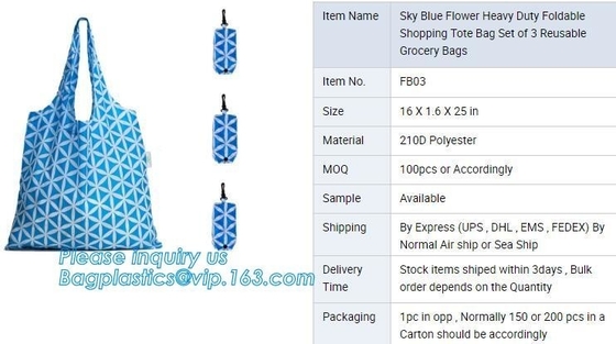 Poly Folding Foldable Grocery Bag, Custom Nylon Reusable Foldable Shopping Bag,420D Polyester Gymsack Varsity Bag packag