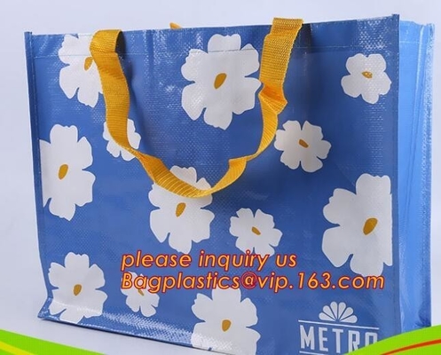 Recycle Ecological Custom Food Packing Ultrasonic polyprolylene Woven Tote Bags, handles promotional shopping bags avail