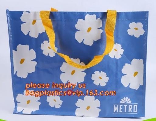 Recycle Ecological Custom Food Packing Ultrasonic polyprolylene Woven Tote Bags, handles promotional shopping bags avail