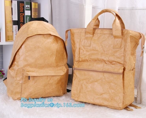 Waterproof ultra - light tyvek backpack washable tyvek paper shoulders Bag, Tyvek paper bag washable kraft paper backpac