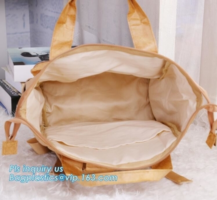 Eco Reusable tyvek paper Shopping Bag, Tyvek Brown Paper Lunch Bag Cooler Bag, foldable dupont tyvek paper bag with your