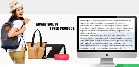 Cheap Lightweight Cheap Brown Custom Made Print Logo Water-proof Tyvek Paper Tote Shopping Bageco reusable promotion gif