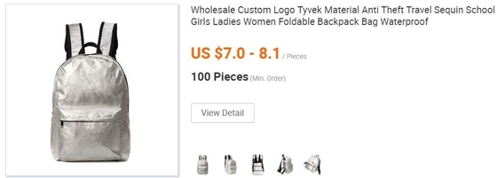 Cheap Lightweight Cheap Brown Custom Made Print Logo Water-proof Tyvek Paper Tote Shopping Bageco reusable promotion gif