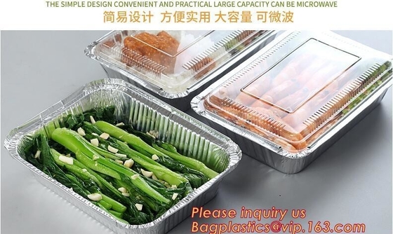 Food grade aluminium foil container/ carryout lunch box/tray with Cardboard Lid,airline foil food container bagplastics