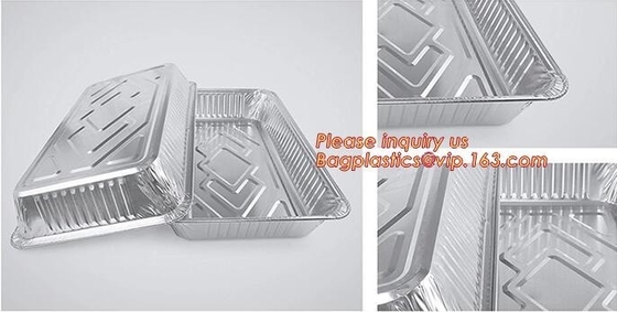 Silver Foil Rectangular Takeout Container with paper lid,Kitchen Use Aluminum Foil Container,700ml food storage containe