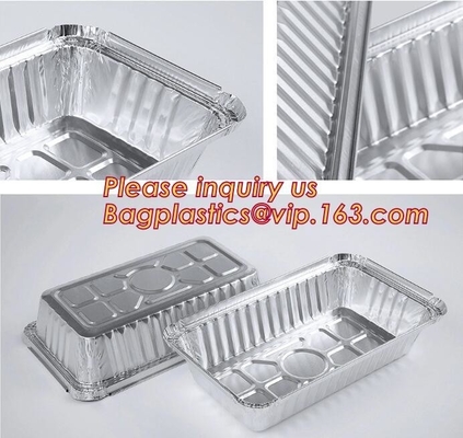 Silver Foil Rectangular Takeout Container with paper lid,Kitchen Use Aluminum Foil Container,700ml food storage containe