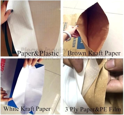 OEM quality 5kg/10kg/15kg/25kg pp woven laminated kraft pape bags,25 kg flour packaging plain kraft paper laminated pp w