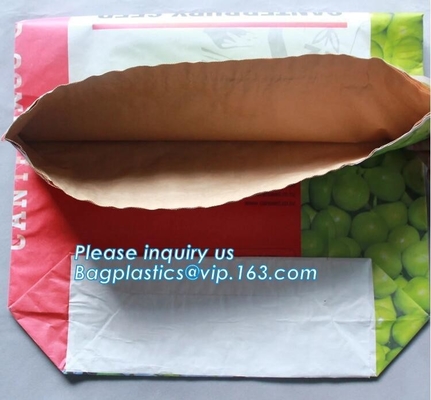 50kg 25kg 20kg capacity kraft paper laminated pp woven bag with inner paper bag food,industries use bag Kraft paper PP w