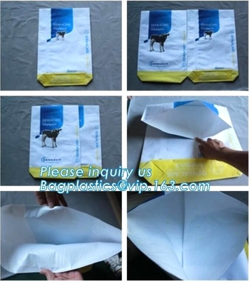 kraft paper bag/pp woven animal feed packaging bag / cat sandbag,kraft paper laminated pp woven cement valve bag, bageas