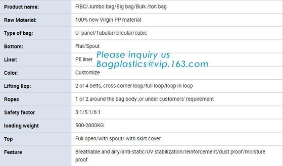 2000KG Large Capacity FIBC Jumbo Bags Bulk Jumbo Pp / Scrap Mixe