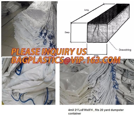 extra lagrge woven PE drawstring dumpster container 20 yard drawstring black dumpster container liners for bagplastics