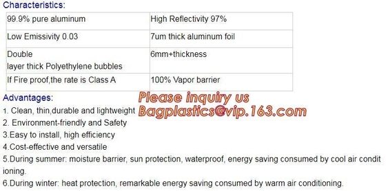 Fire Retardant Thermal Reflective Attic Insulation Aluminum Foil Insulations Roofing Wall