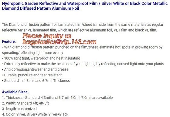 Silver Heavy Duty Plastic Bags Hydroponic Garden Reflective Waterproof Film