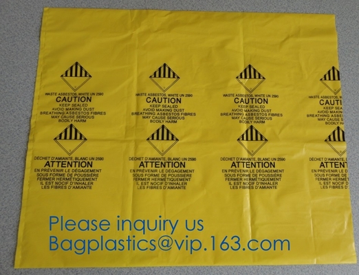 Disposable Autoclavable Biohazard Bags , Poly Black Garbage Bag Asbestos Removal