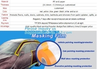 HDPE taped paint masker film, masking plastic film with tape, masking plastic film with tape in dispenser, Washi tapeS