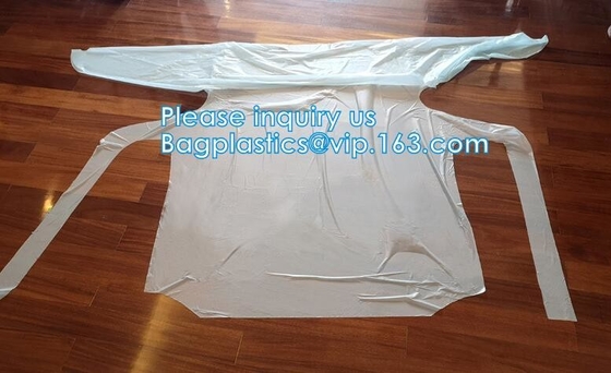 CE FDA factory waterproof isolation gown disposable pe/cpe surgical blue plastic isolation gown Gowns with Elastic Cuff