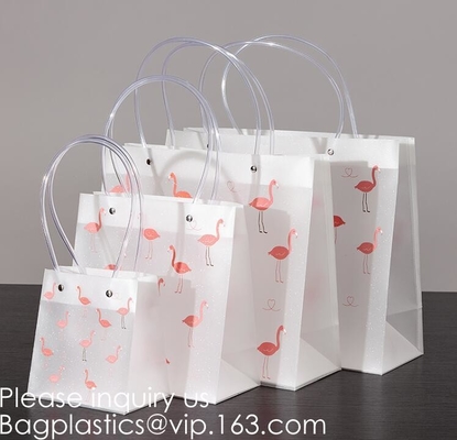 Frosted PP Bags Plastic Gift Bags With Handles Translucent Tote Gift Wrapping Flower Package Decoration Supplies