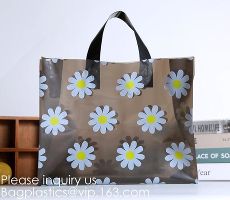 Multiple Patterns Floral Plastic Bags Boutique Gift Bag Clothing Packaging Soft Loop Handle Outdoor Shopping Accessories