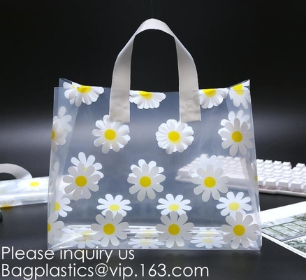 Multiple Patterns Floral Plastic Bags Boutique Gift Bag Clothing Packaging Soft Loop Handle Outdoor Shopping Accessories