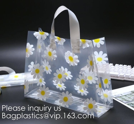 Multiple Patterns Floral Plastic Bags Boutique Gift Bag Clothing Packaging Soft Loop Handle Outdoor Shopping Accessories