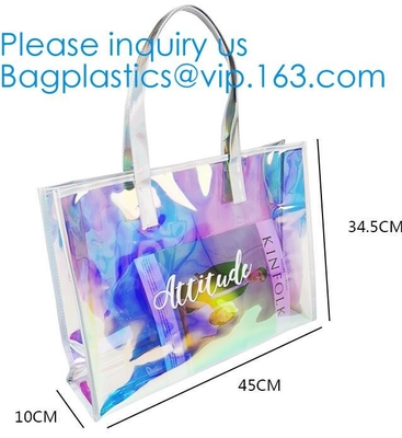 Waterproof Promotional Clear Tote Pvc Handle Shopping Bag, PVC Mat Waterproof Reusable Tote Shopping Bags, Summer Soft P