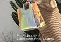 Gift Bag Clear Shopping Bag Custom PVC Plastic Shopping Bag, Shiny Pvc Handle Shopping Hand Bag Clear Tote Bags Ladies