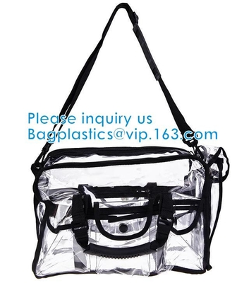 Adjustable Shoulder Strap and Zippered Top, Stadium Security Travel &amp; Gym Clear Bag, Perfect for Work, School