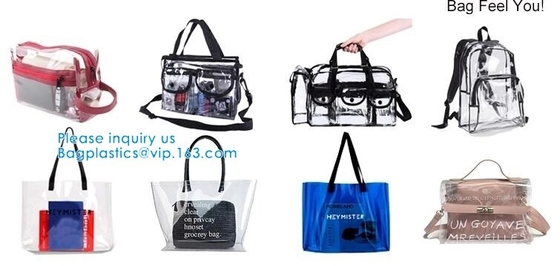 Adjustable Shoulder Strap and Zippered Top, Stadium Security Travel &amp; Gym Clear Bag, Perfect for Work, School