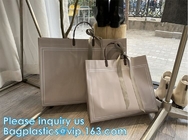 Semi Clear Plastic Gift Bags With Brown Handle Wedding Gift Packaging Bags Birthday Handbag Party Favors PP Gift Wrap
