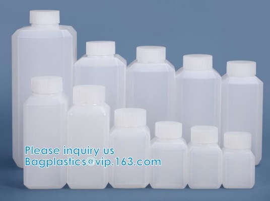 Wide-Mouth Chemical Dry Powder Bottle Reagent Bottle Square Chemical Plastic Bottles Jar With Lids Small Biochemistry