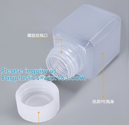 Wide-Mouth Chemical Dry Powder Bottle Reagent Bottle Square Chemical Plastic Bottles Jar With Lids Small Biochemistry