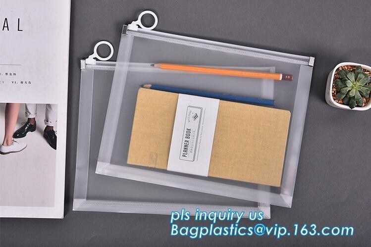 plastic Zippered Envelope Ziplockk Waterproof PP Bags Seamless Slider Closure Storage Pouch for A4 Paper,Magazine,Memo