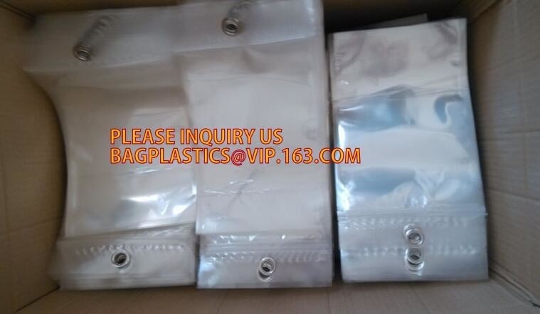 Zip lockkk resealable plastic packaging bags for clothes, PE / PE / PP plastic zipper plastic bags for clothes, hanger hook