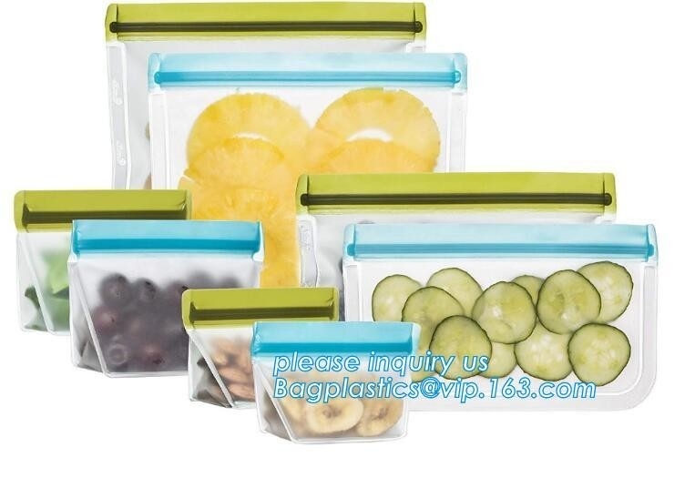 Food Grade Leakproof Fresh Large Zipper Freezer Reusable Silicone Food Preservation Storage Bags With bagplastic