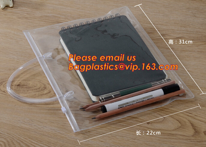 Simple clear Plastic PVC A4 file bag with zipper, pvc Zip lockkk file bag, Custom PP A4 File Bag Document Bag Plastic Zippe