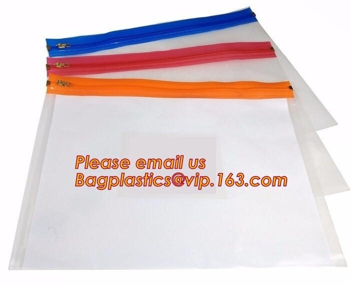 Cheap Waterproof PE zipper lock file wallet bag with logo printing, cheap A4, A5, A6, B5 transparent plastic pe zip lock