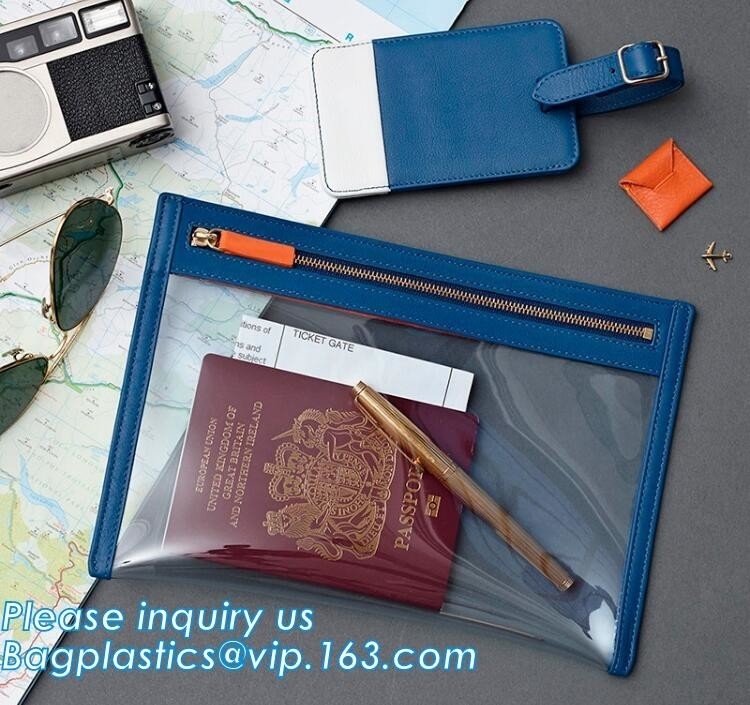Eco-friendly promotion gifts PVC colorful passport bag,Clear Passport Bag and ID badge holder with neck lanyard bagease