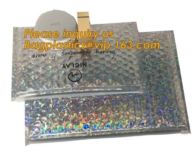 air mail metallic holographi rose gold bubble padded mailer / Zip lockkk bubble bag/ slider bubble bag,Holographic Factory