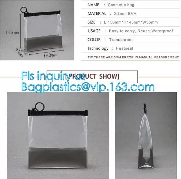 top zipper slider clear packing PVC Bag, Custom Printed Clothes Packaging Suited Frosted PVC/EVA Vinyl Slider Top Zipper