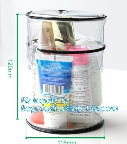 Travel Plastic Cosmetic Bags , Wash Cosmetic Bag With Inner Mirror