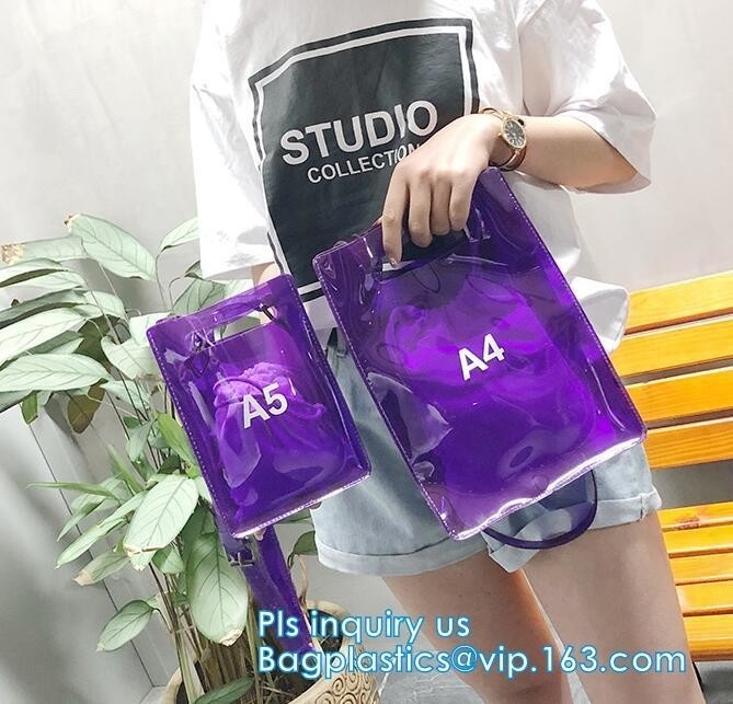 waterproof stadium Bags handbags, Clear gift packing PVC handbag, Envelope Clutch PVC Vinyl Plastic Purse Bag, tote hand