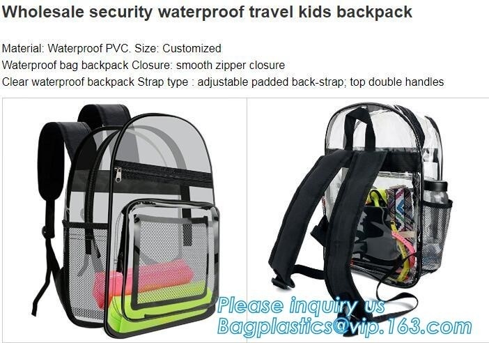 High School Pvc Backpack Bag In Bag In America With Cosmetic Bag, Clear pvc backpack, clear plastic bags, clear backpack